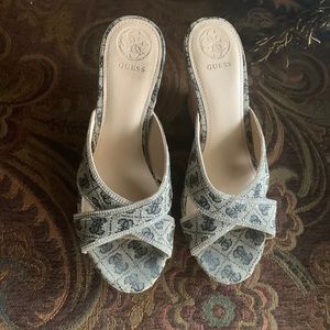Guess Rhinestone Wedge Sandals 8M